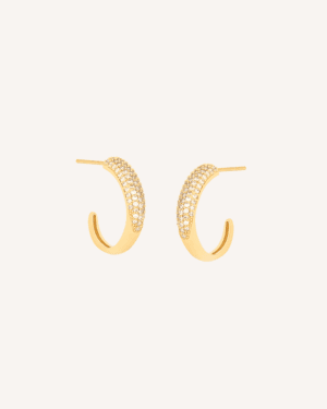 Brinco Meia Argola com Zircônias