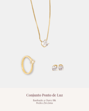 Conjunto Ponto de Luz Banhado a Ouro 18k